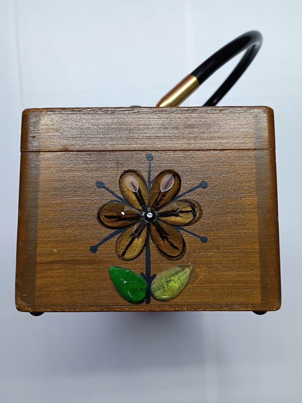 Mira Flores Brown Wooden Box with Floral Accent - Picture 9 of 15